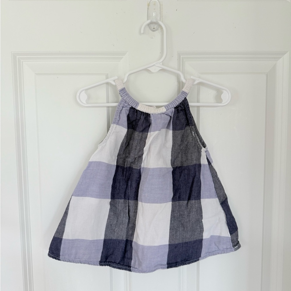 Old Navy White and Navy Plaid Halter Tank Top